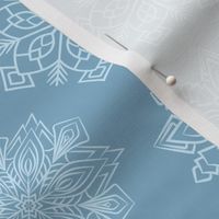 Dusty Teal Blue Elegant Snowflakes Print Large Scale