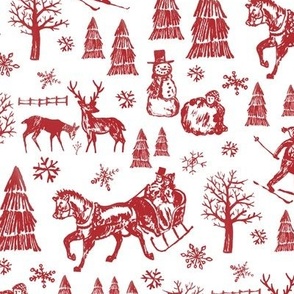 Winter Toile - Red - Reduced Scale