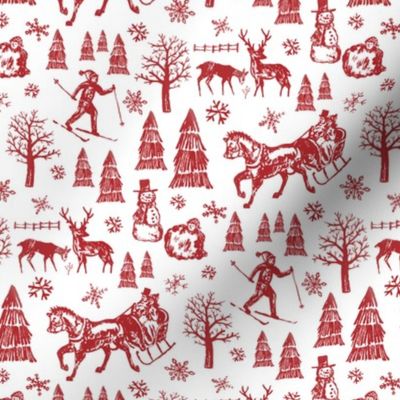 Winter Toile - Red - Itsy Bitsy Scale