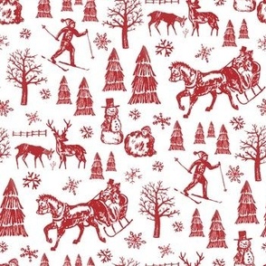 Winter Toile - Red - Itsy Bitsy Scale