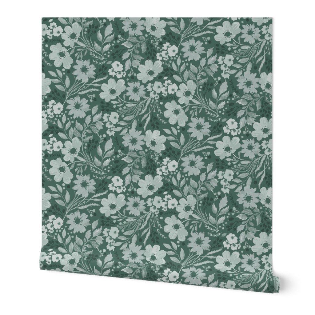 Swirled Floral Pine green