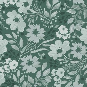 Swirled Floral Pine green