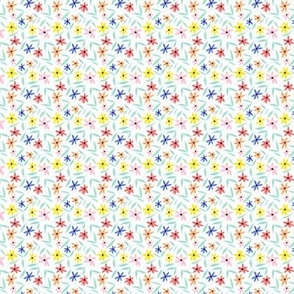 Bright Rainbow Color Flowers on a White Background - 1.25x1.25
