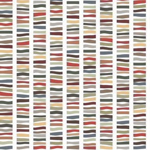 earthy crooked dashes on white - lines fabric