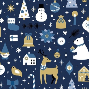 Traditional Christmas - blue - large scale