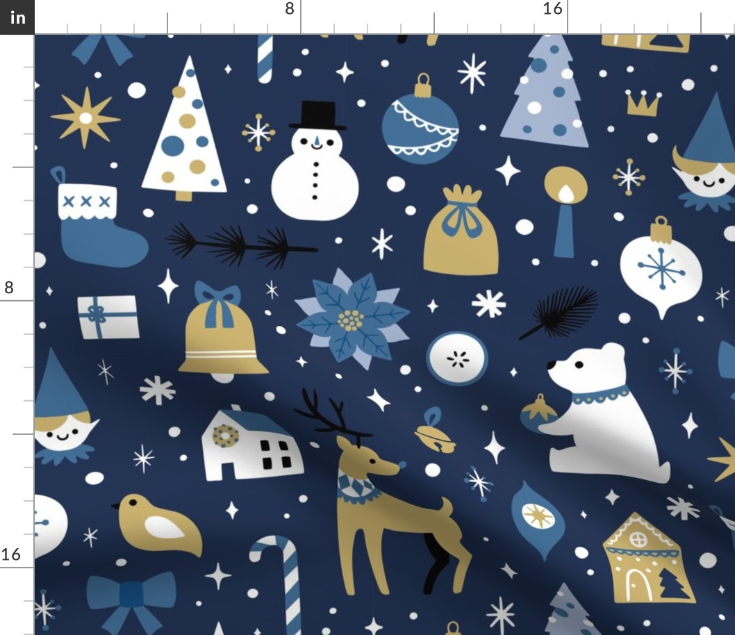 Traditional Christmas - blue - large scale