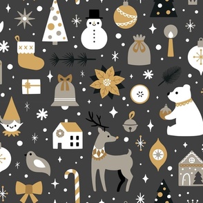 Traditional Christmas - gray - large scale