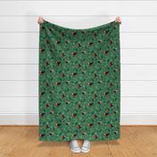 Christmas robins - green - large scale