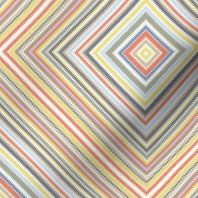 Diamond Zigzag Square on Point in Muted Multicolors