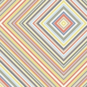 Diamond Zigzag Square on Point in Muted Multicolors