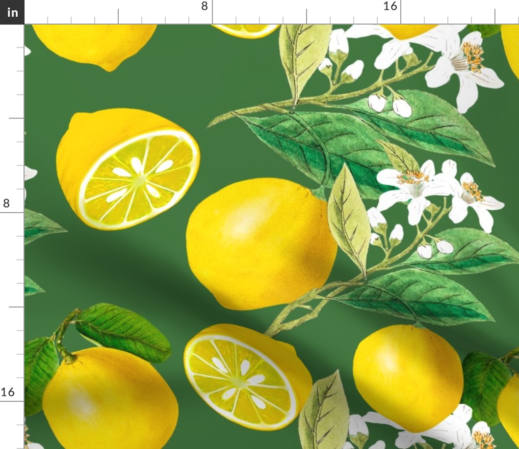 Summer, citrus ,floral Mediterranean style ,lemon fruit pattern 
