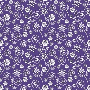 White Assorted Flowers on Grape Purple