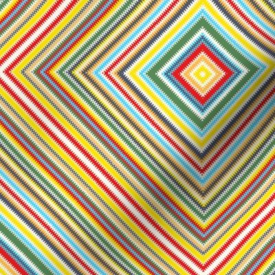 Diamond Zigzag Square on Point in Bright Multicolors