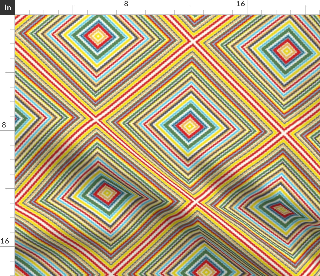 Diamond Zigzag Square on Point in Bright Multicolors