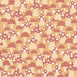 Mushroom Toadstool Pattern in red and orange