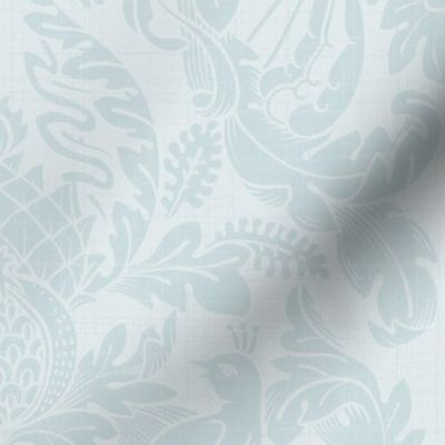 Textured Damask Birds & Leaves in Powder Blue 2