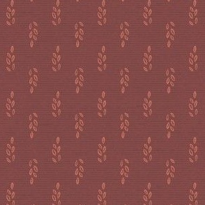 Cute botanical textured pattern in dark red maroon background