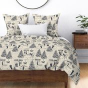 Bad Dog Holiday Party Toile - Navy Blue - Micro1