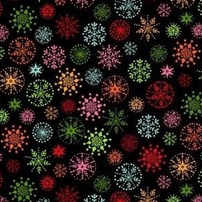 Multi colour snowflakes - black