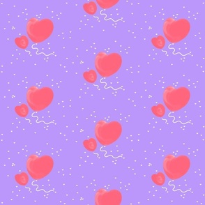 Pink heart balloons on purple