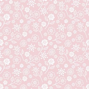 White Assorted Flowers on Cotton Candy Pink