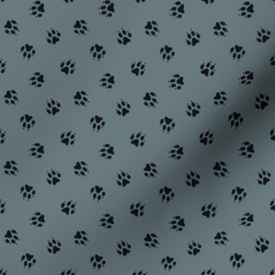 Graphite Slate Trotting paw prints coordinate