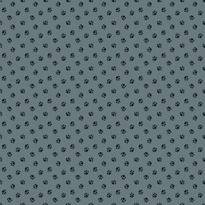 Graphite Slate Trotting paw prints cotton solid coordinate