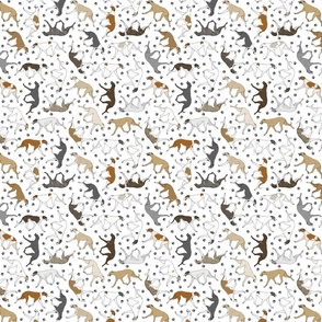Tiny Trotting Greyhounds and paw prints - white