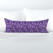 Tiny Trotting Greyhounds and paw prints - purple