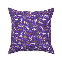 Tiny Trotting Greyhounds and paw prints - purple