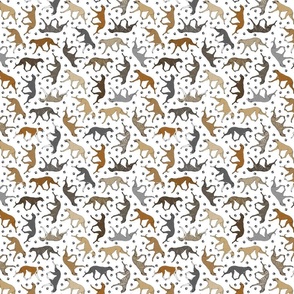 Tiny Trotting dark Greyhounds and paw prints - white