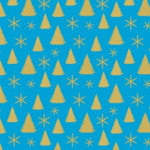 light blue and gold christmas trees