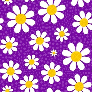 Large Scale White Daisies Daisy Flowers on Purple