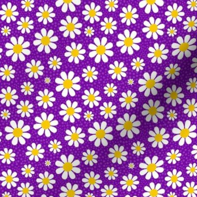 Small Scale White Daisies Daisy Flowers on Purple