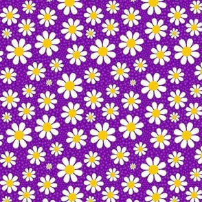 Small Scale White Daisies Daisy Flowers on Purple