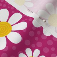 Large Scale White Daisies Daisy Flowers on Hot Pink