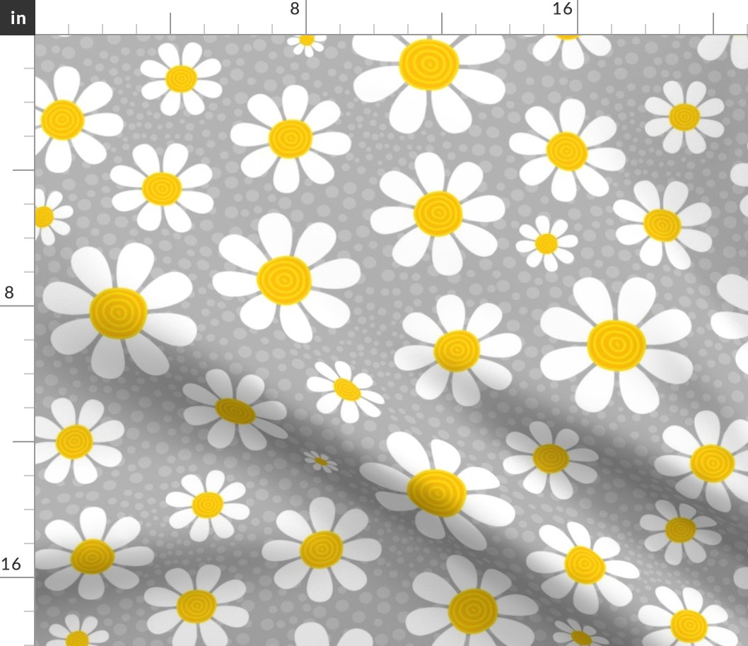 Large Scale White Daisies Daisy Flowers on Grey