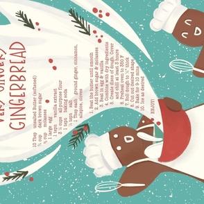 Vintage Christmas Gingerbread Recipe Tea Towel