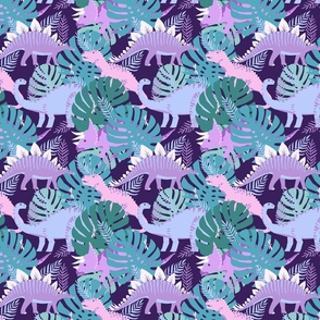 Jungle Dinosaurs- Purple - Medium