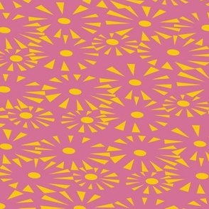 Go go fireworks - yellow on pink