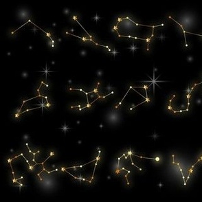 glowing zodiac constellations astrology stars on black