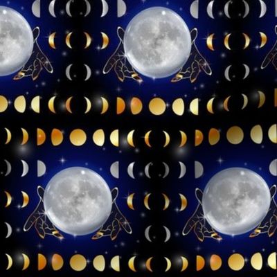  Moon magic, moon phases and stars in gold and silver 