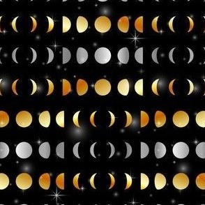 gold and silver moon phases stars and magic spells