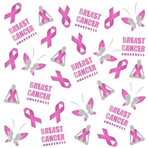 Breast cancer awareness pink ribbons butterflies