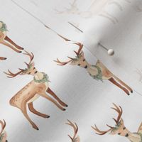 Cute reindeer / large/ brown hand painted boho festive reindeer on white for neutral Christmas projects 
