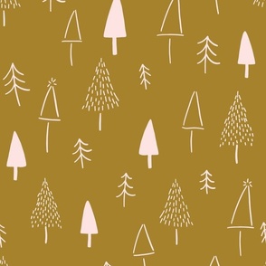 Christmas Trees in Mustard