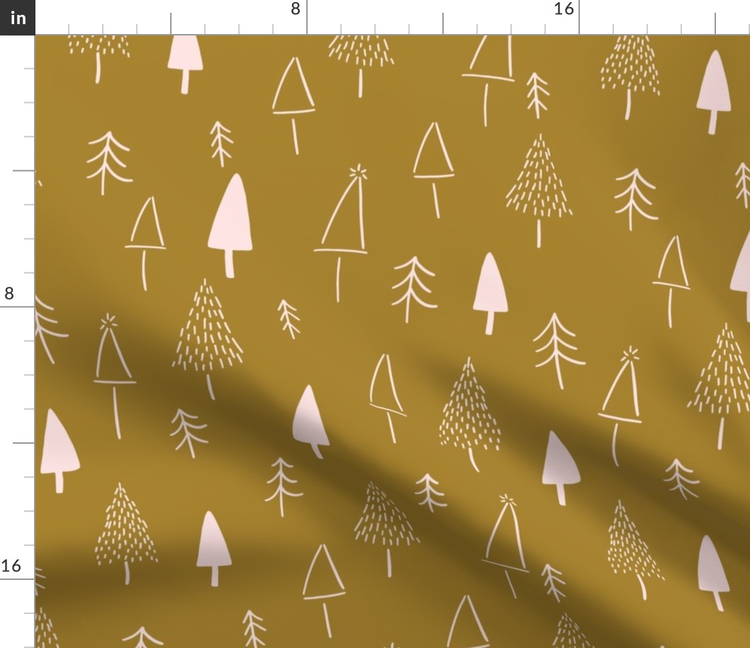 Christmas Trees in Mustard