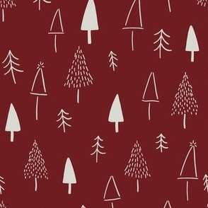 Minimalist Christmas Trees / medium / crimson red