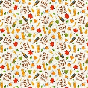 Small Scale It's Beer Season Wheat Hops Ale Fall Autumn Leaves on Ivory
