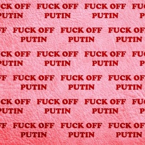 Fuck off Putin on red leather Extra small scale suitable for face masks